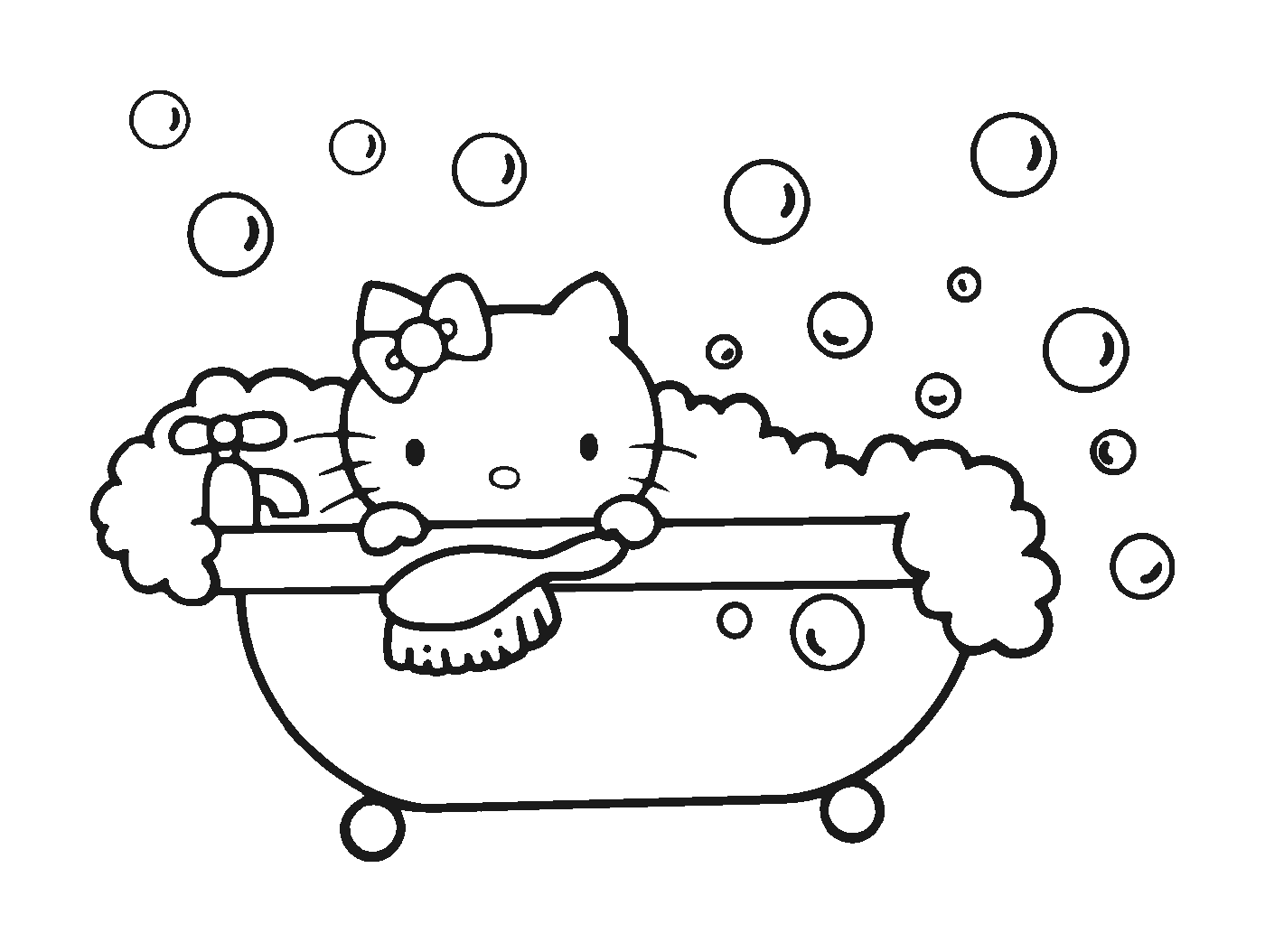  Hola Kitty rodeada de burbujas 