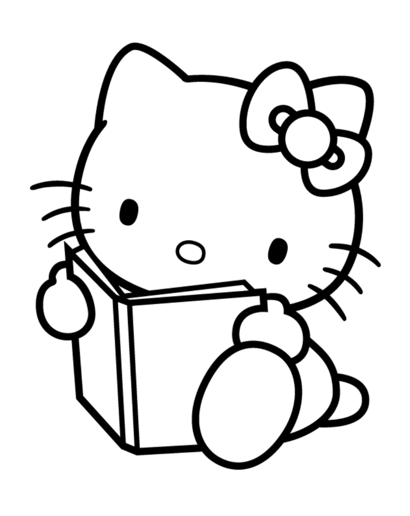  Hallo Kitty sitzt auf einem offenen Buch 