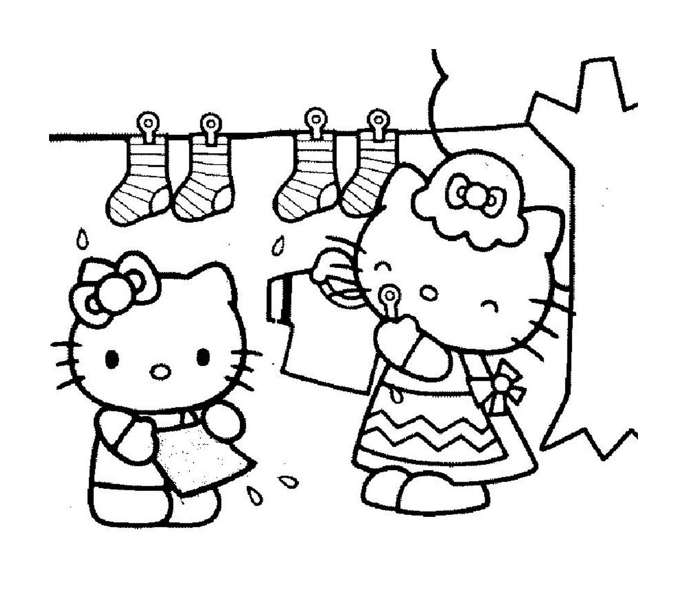  Hello Kitty with a girl and a cat 