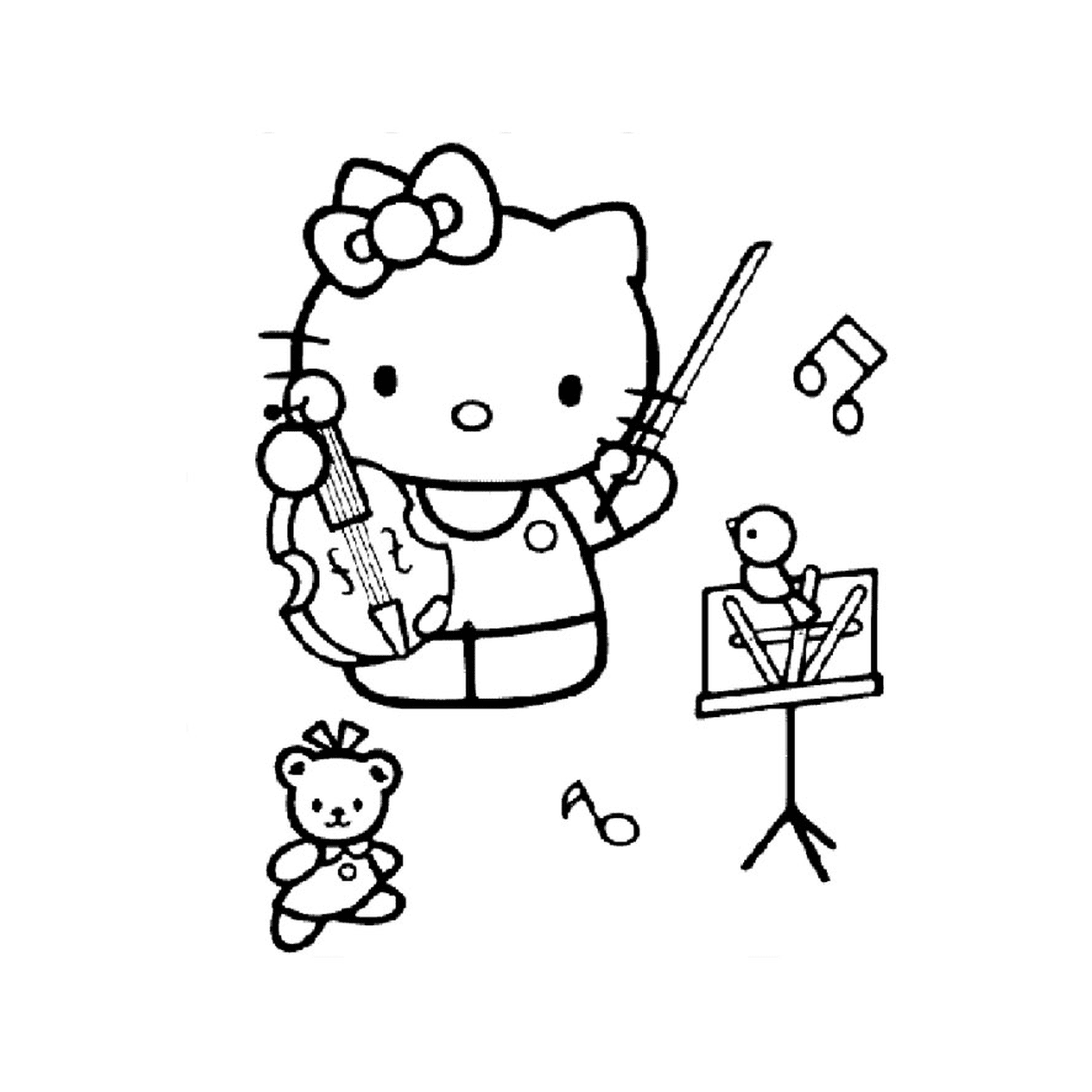  Hello Kitty playing a musical instrument 