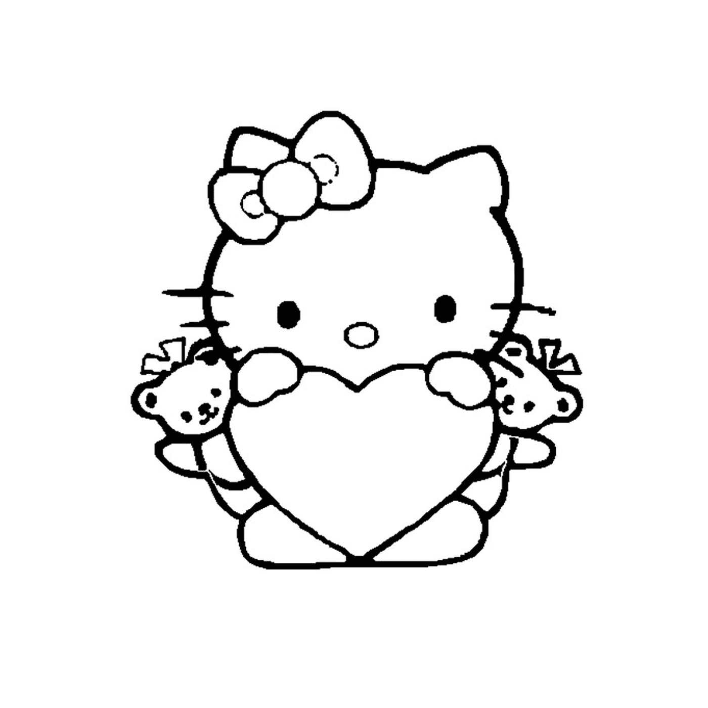  Hello Kitty holding a teddy bear in her arms 