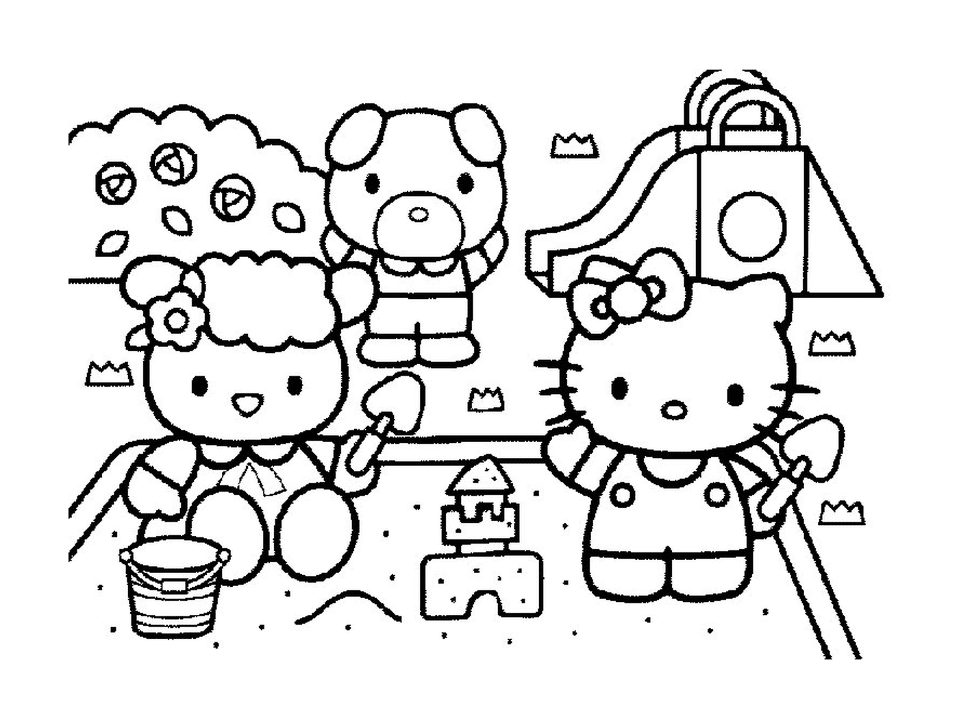  Hallo Kitty Gruppe und Teddybär 