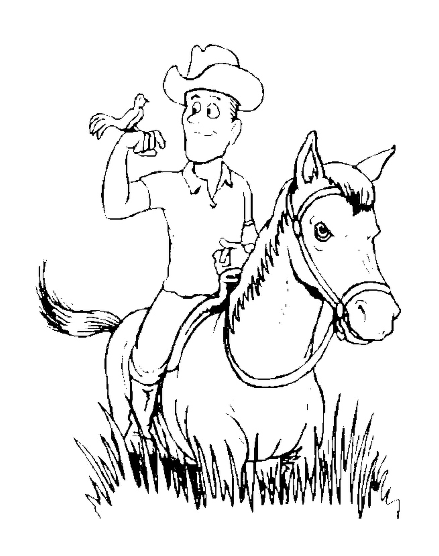  Cowboy riding with an unexpected companion 