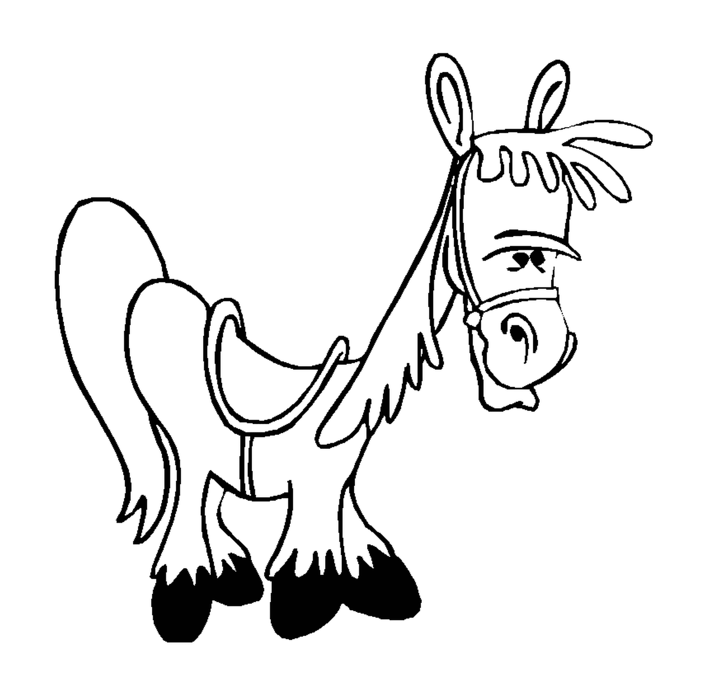  Ilustración divertida de un caballo con un arnés 