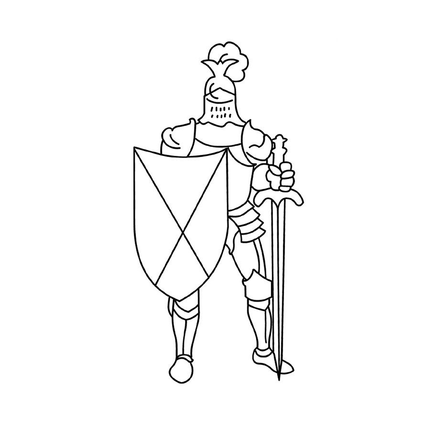  Caballero sosteniendo una espada y un escudo 