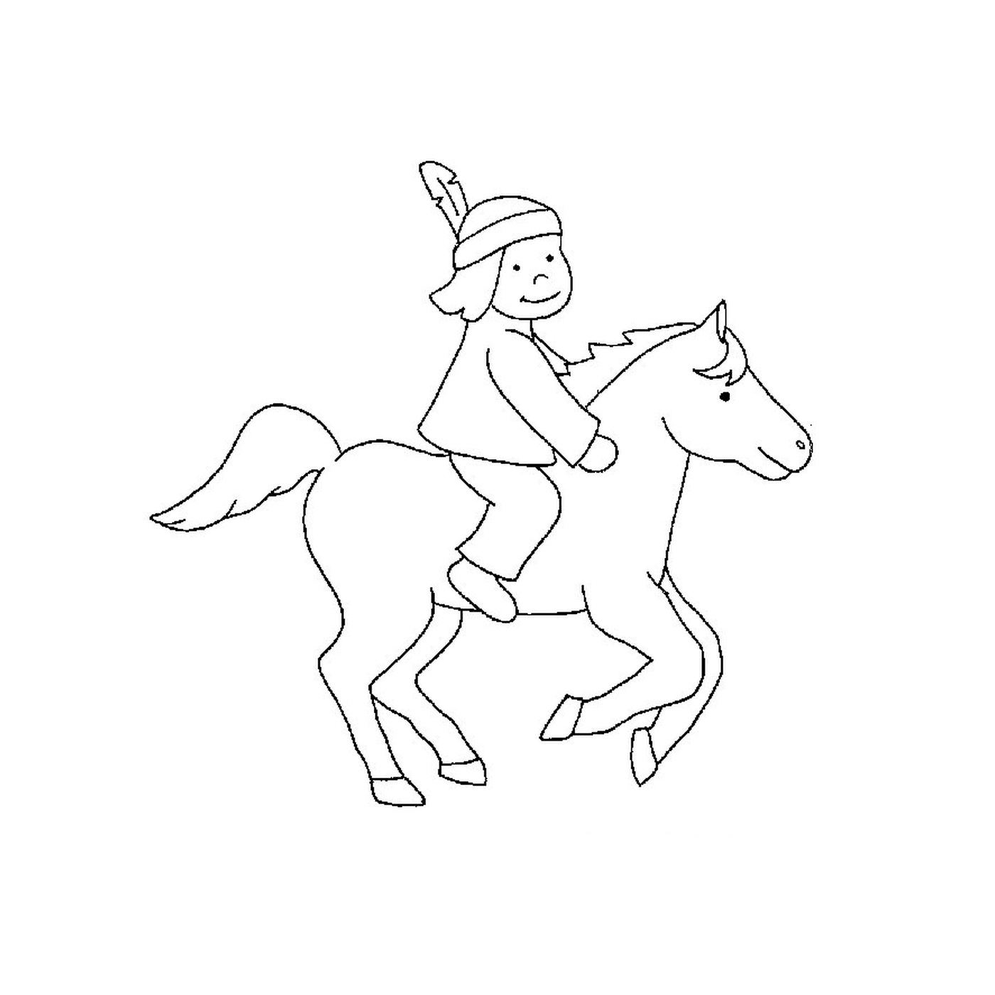  Indianer zu Pferd - Eine Person reitet ein Pferd 