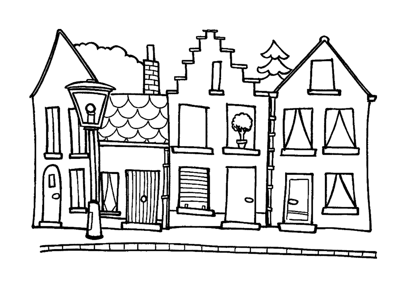  Häuser in malerischer Straße 