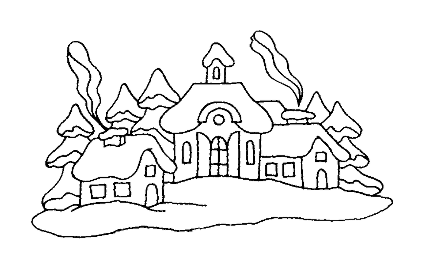  Dorf mit lebhaften Häusern 