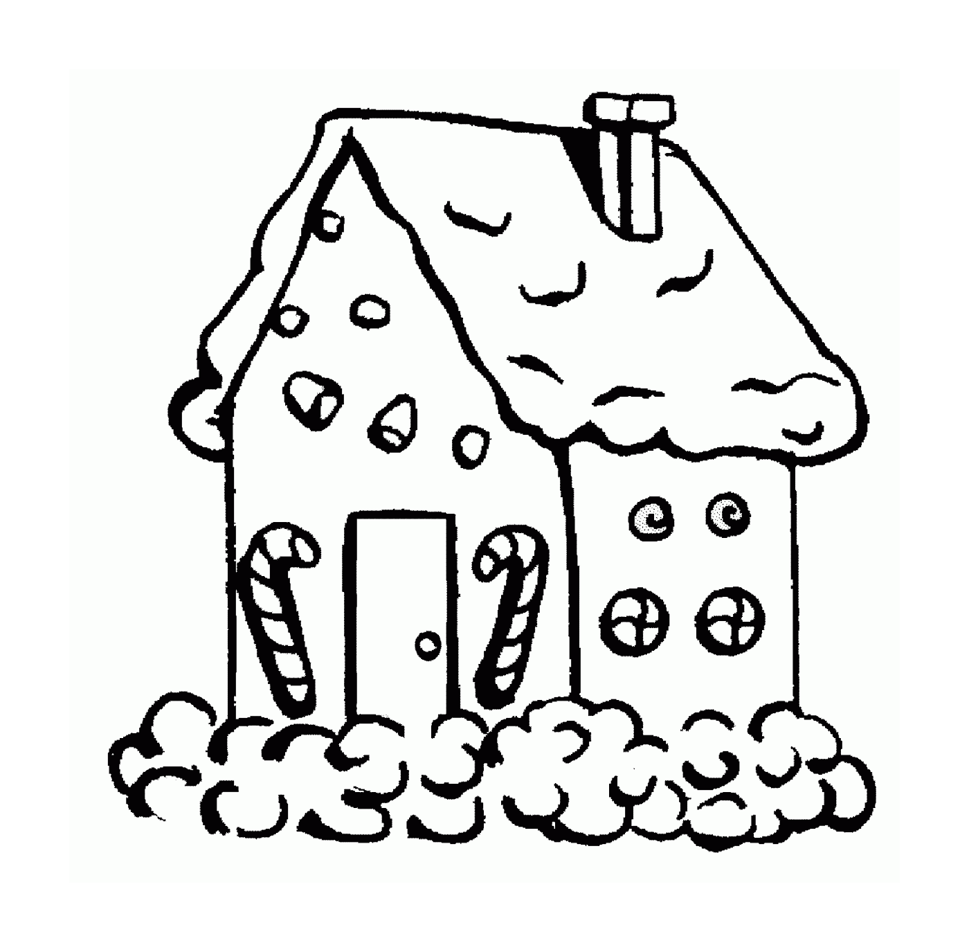  Casa hecha de pan de jengibre cubierto de nieve 
