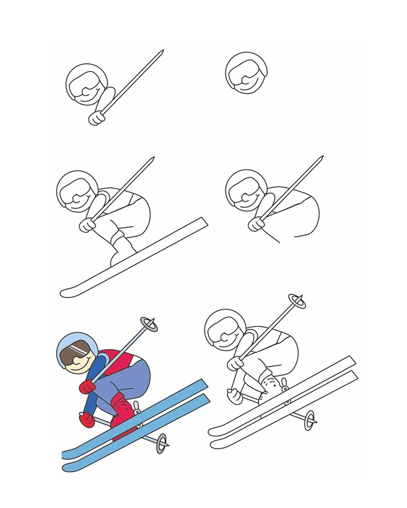  How to draw acrobatic skiing 