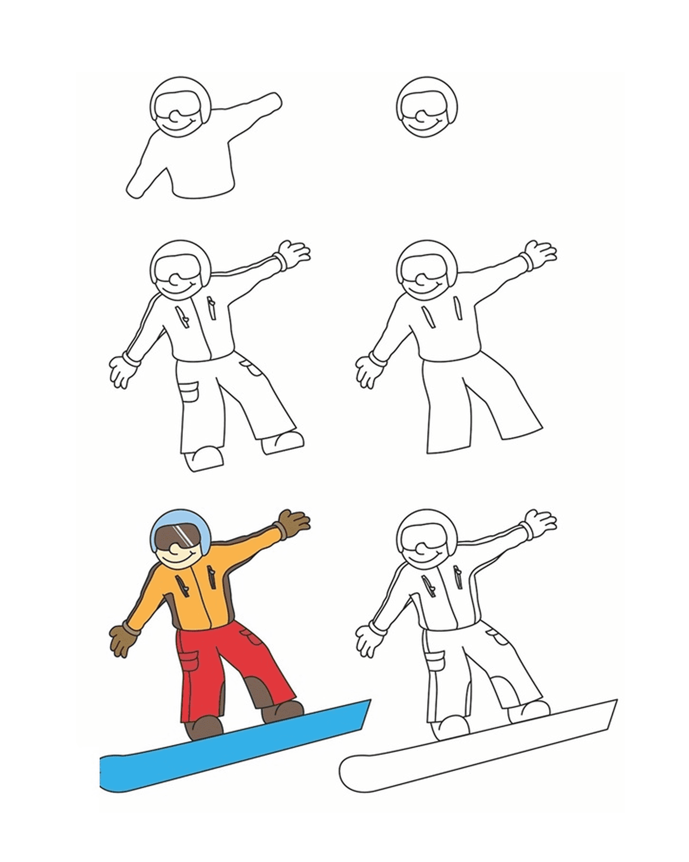  How to draw snowboarding 
