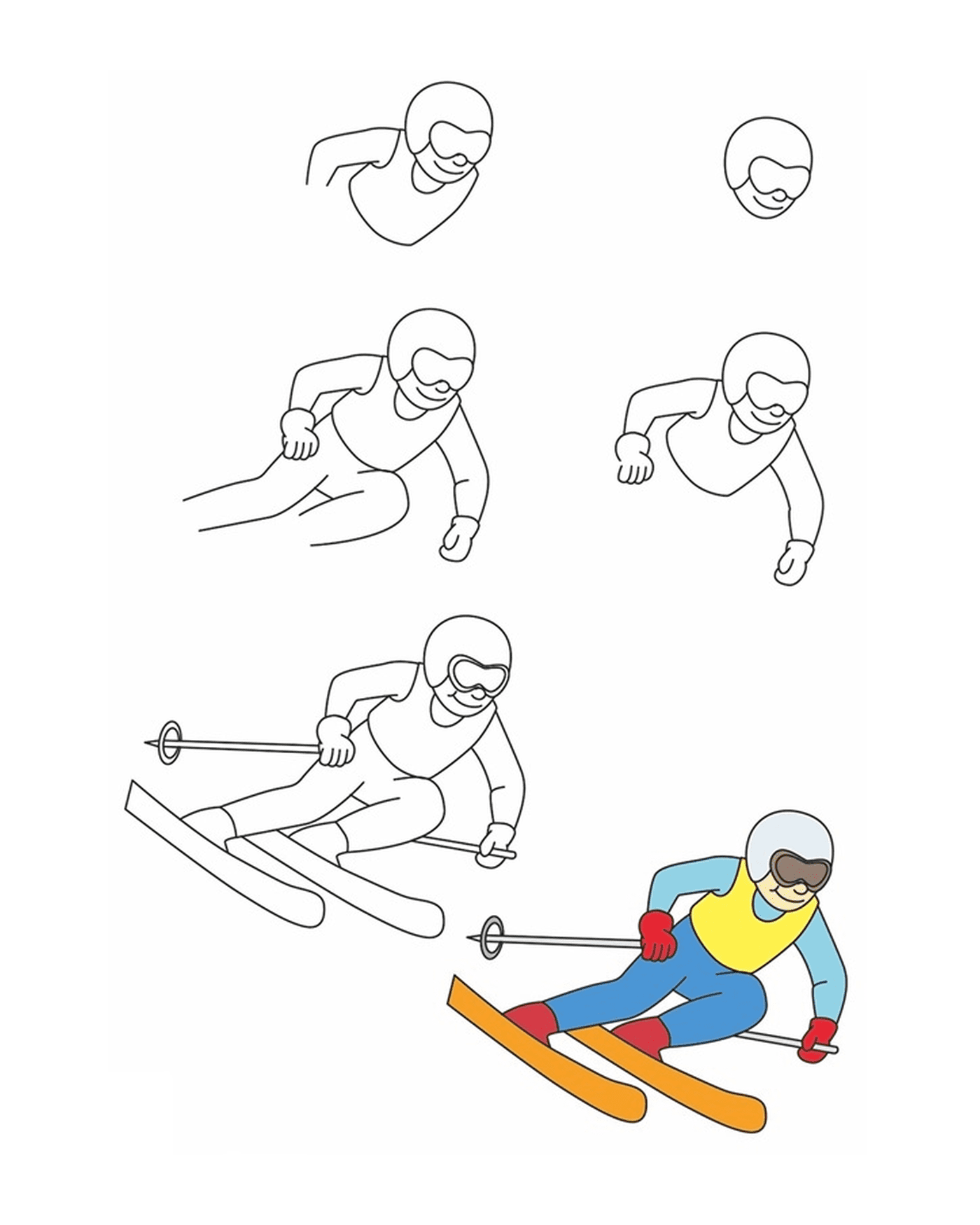  How to draw cross-country skiing 