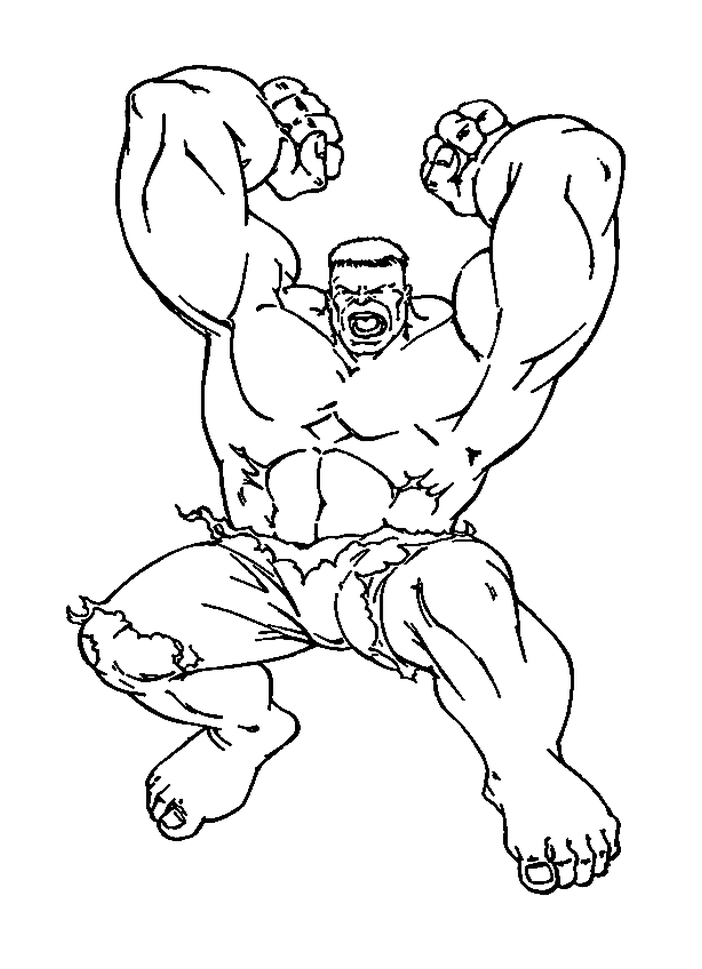  Hulk alza le sue due braccia 