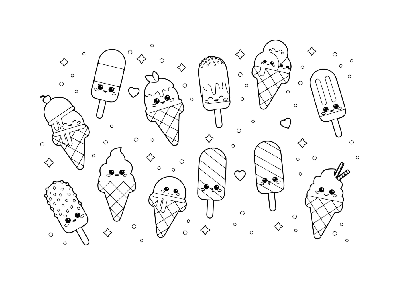 Assorted adorable ice creams 