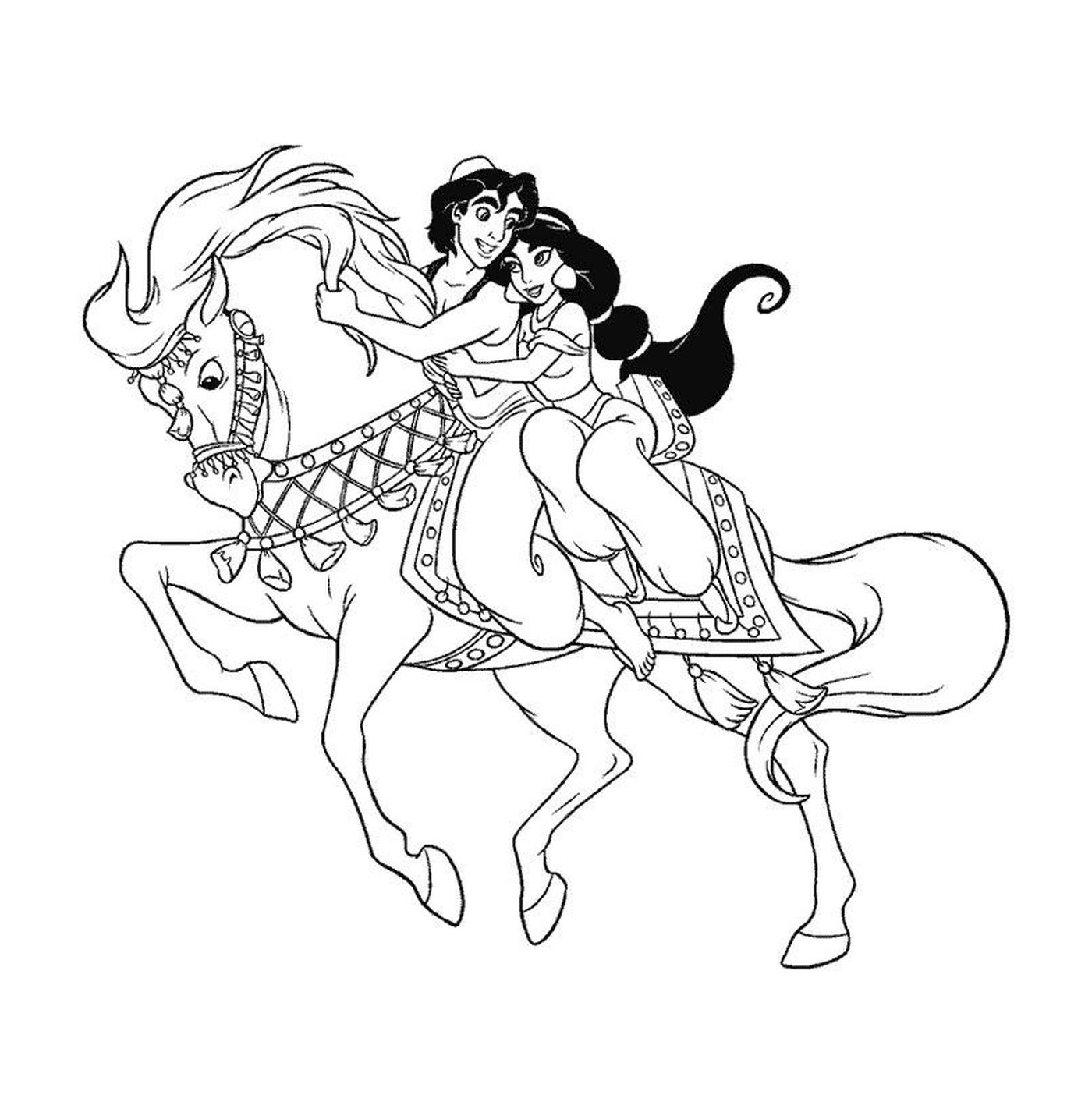  Aladdin und Jasmine auf einem Pferd 