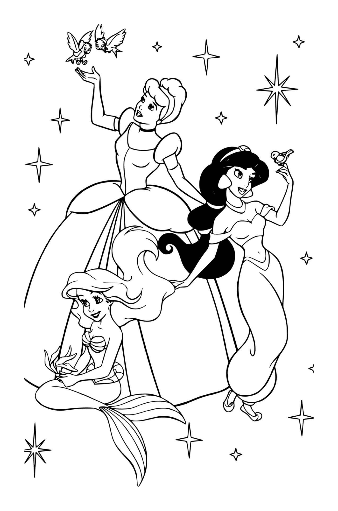  Prinzessinnen Disney Cinderella, Ariel und Jasmine 