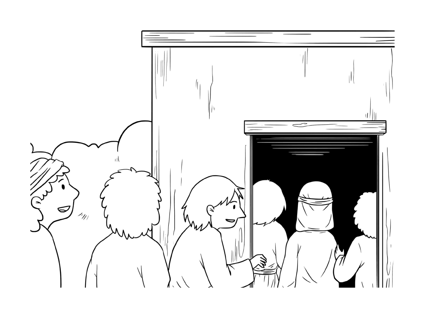  Gruppo di persone di fronte a un edificio 