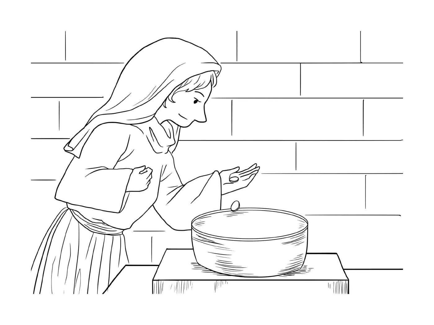  Woman standing next to a bowl 
