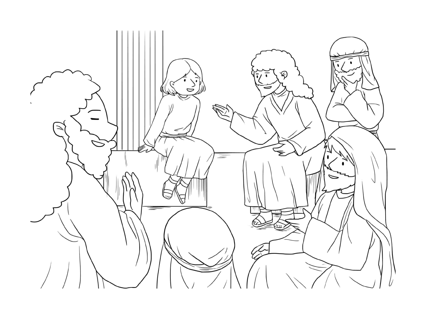  Group of people gathered around a woman 