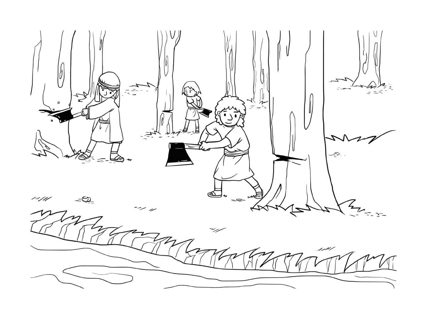  Ragazzo e altri due ragazzi nel bosco 