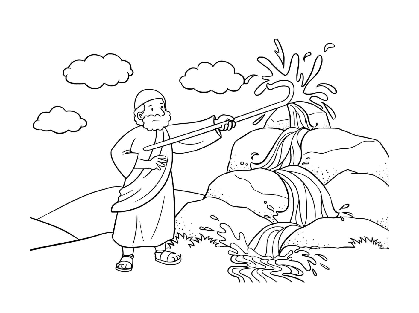  Roccia di Mosè, uomo con un tubo di fuoco 