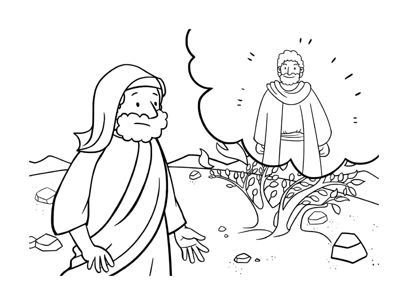  Duda de Moisés, hombre y hombre en un campo 