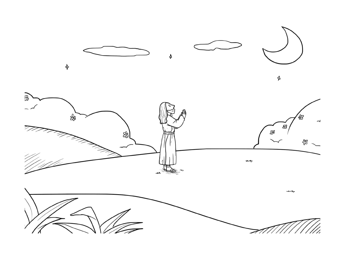  Camminando sull'acqua, donna in piedi in un campo 