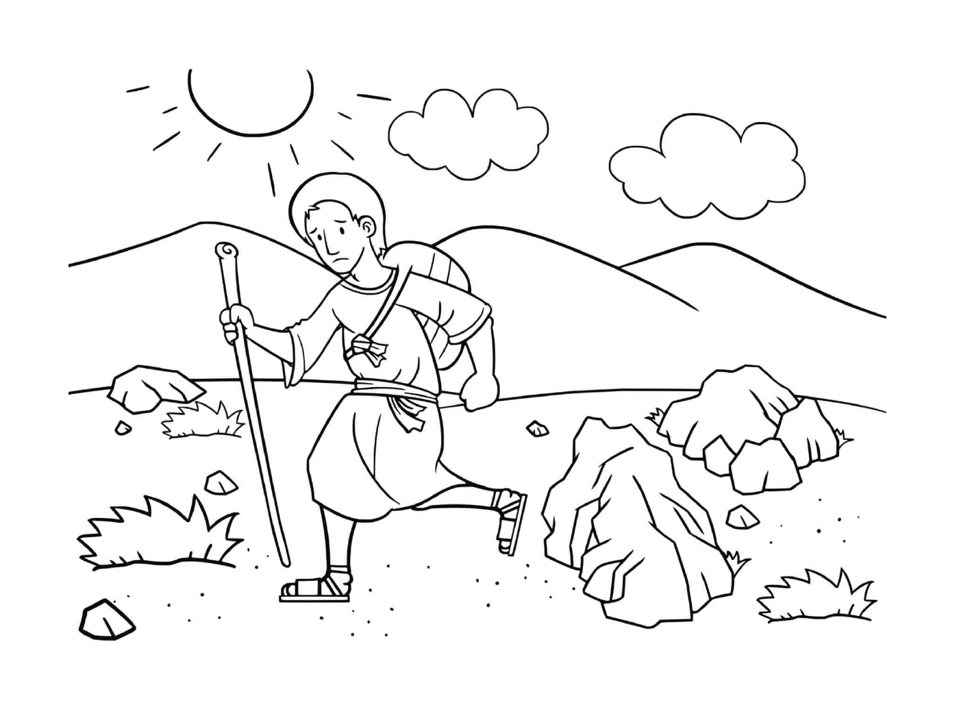  Мечта о лестнице Иакова, человек, идущий по пустыне 