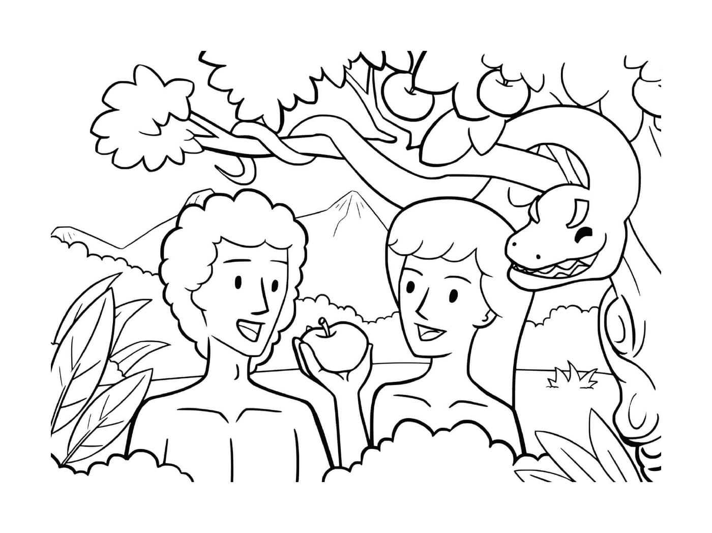  Autunno in giardino, uomo e donna in possesso di una mela 