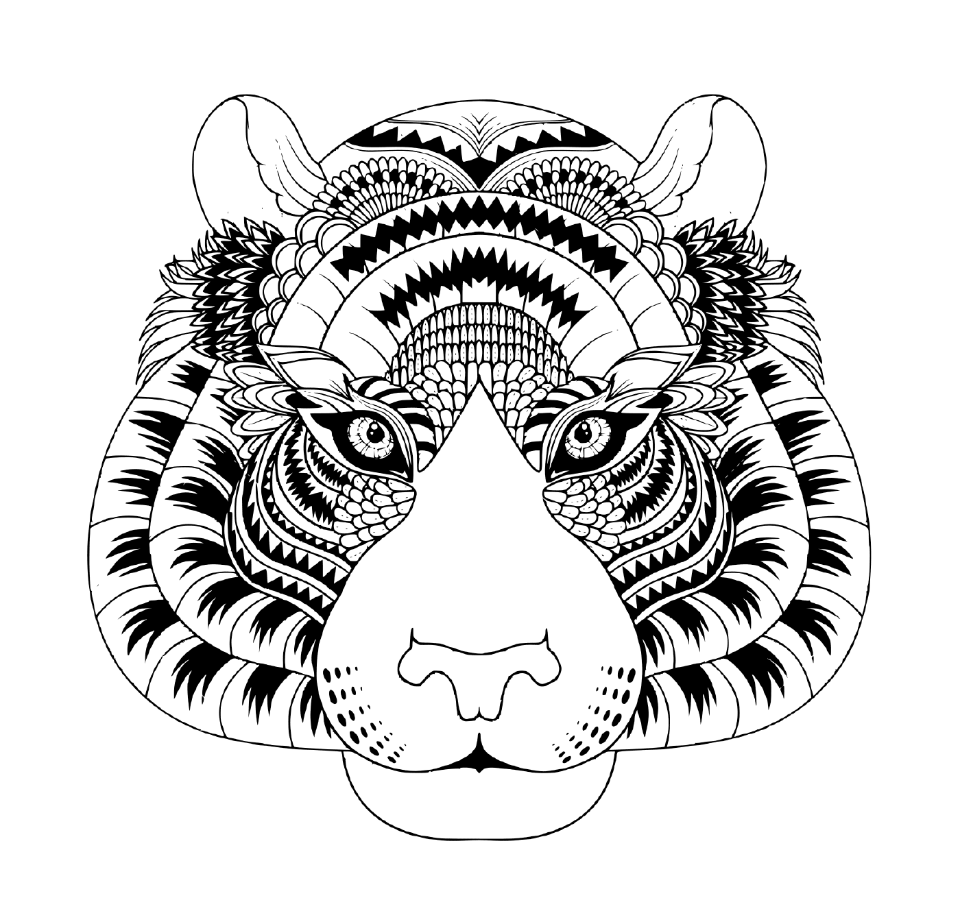  la testa di una tigre con dettagli zentangoli 