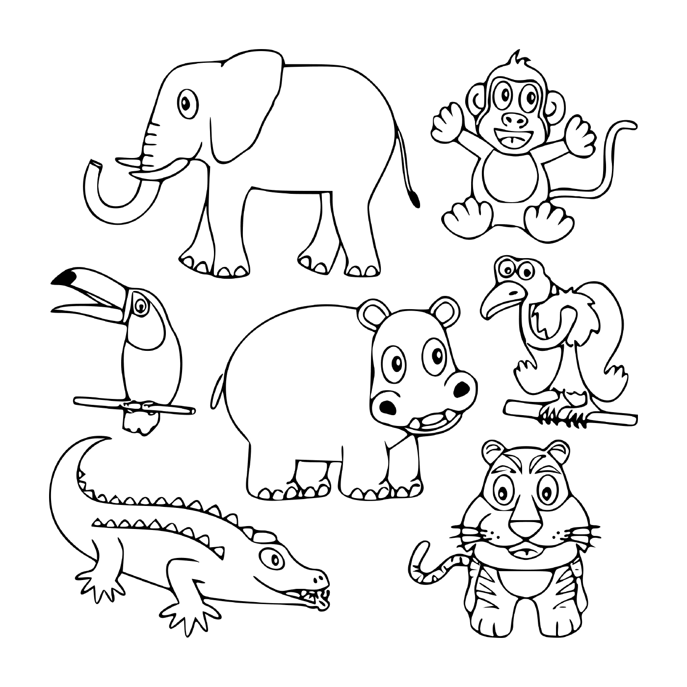  a set of cute zoo animals 