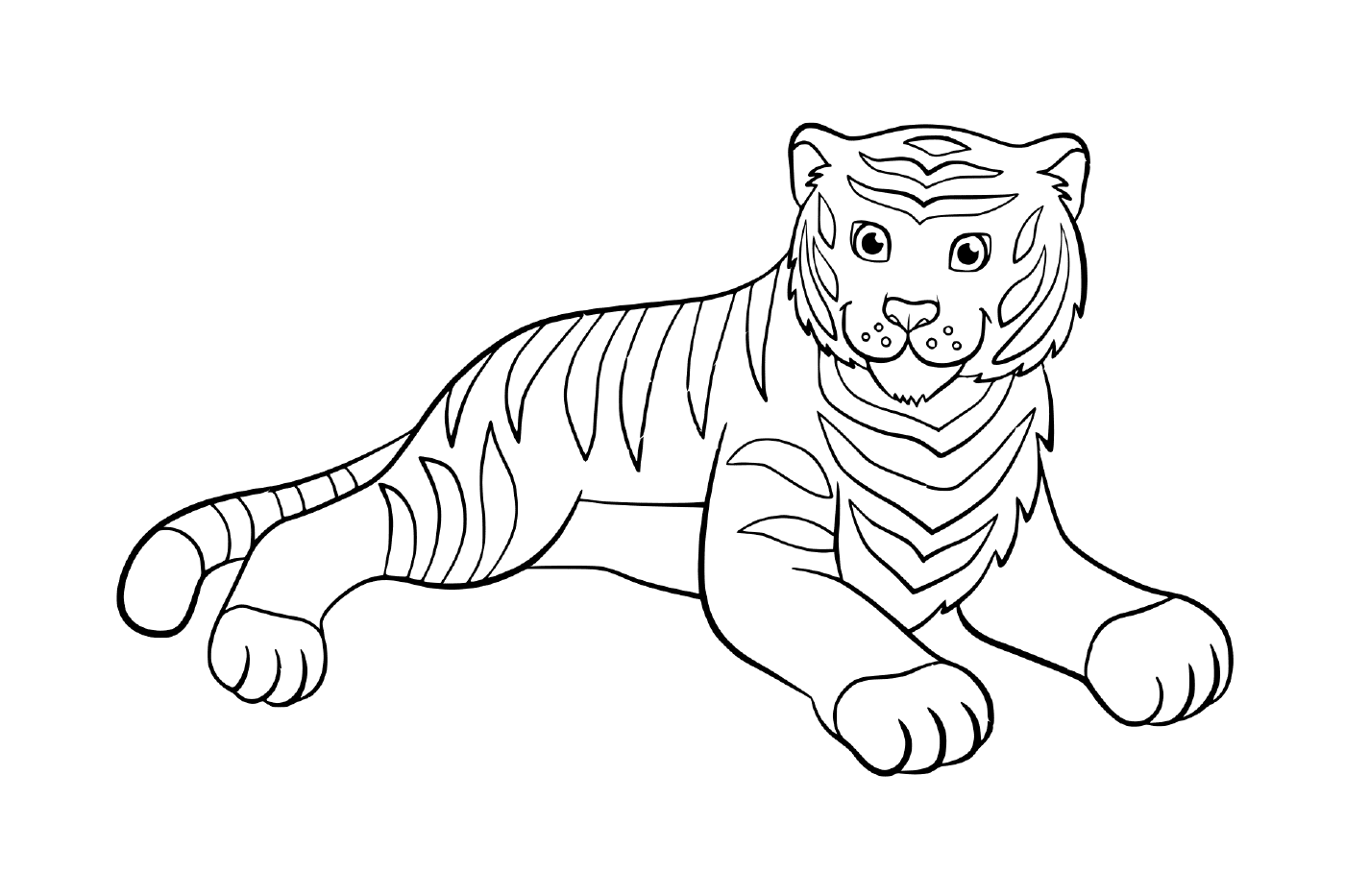  a tiger resting adorably 