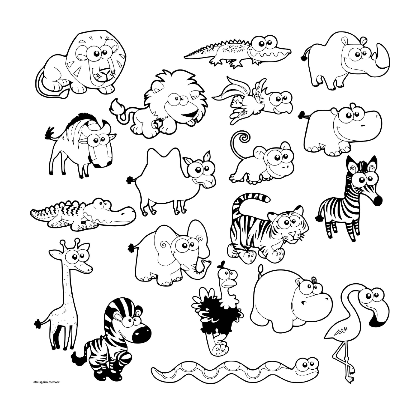  a bunch of different animals in a group 