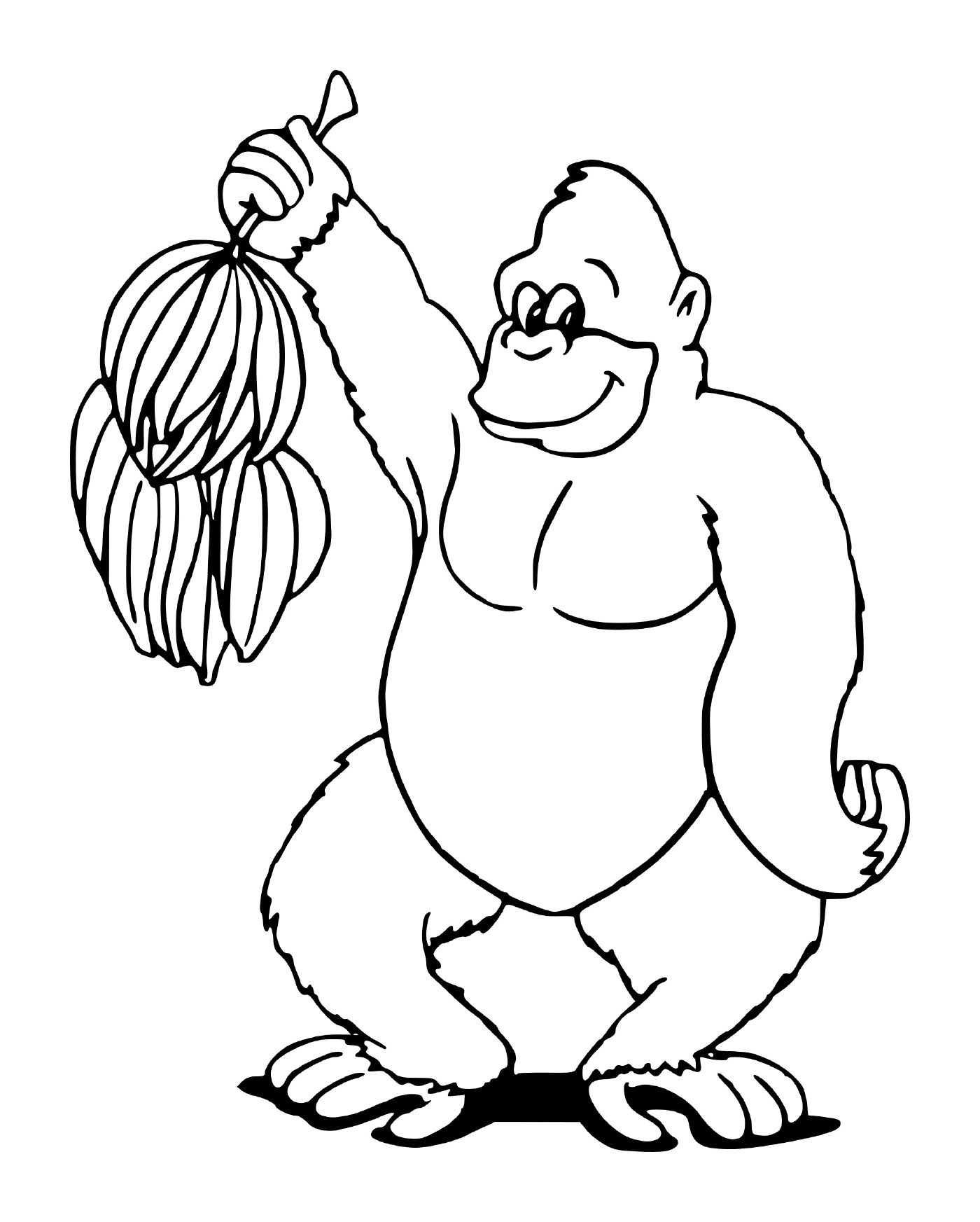  un gorila sosteniendo un montón de plátanos 