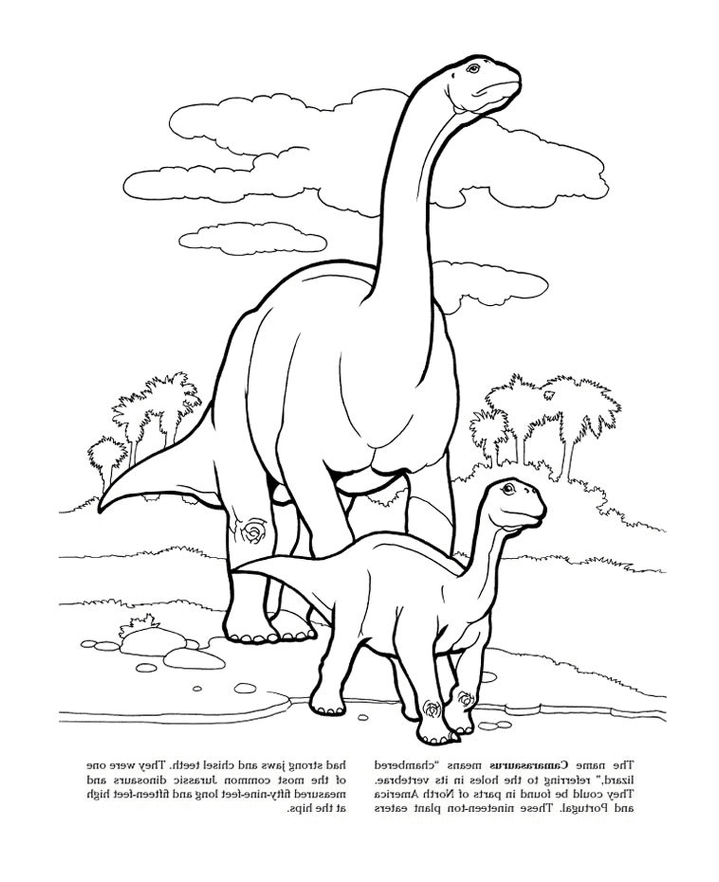  Camarasaurus im Jurassic Park, eine Familie von Dinosauriern 