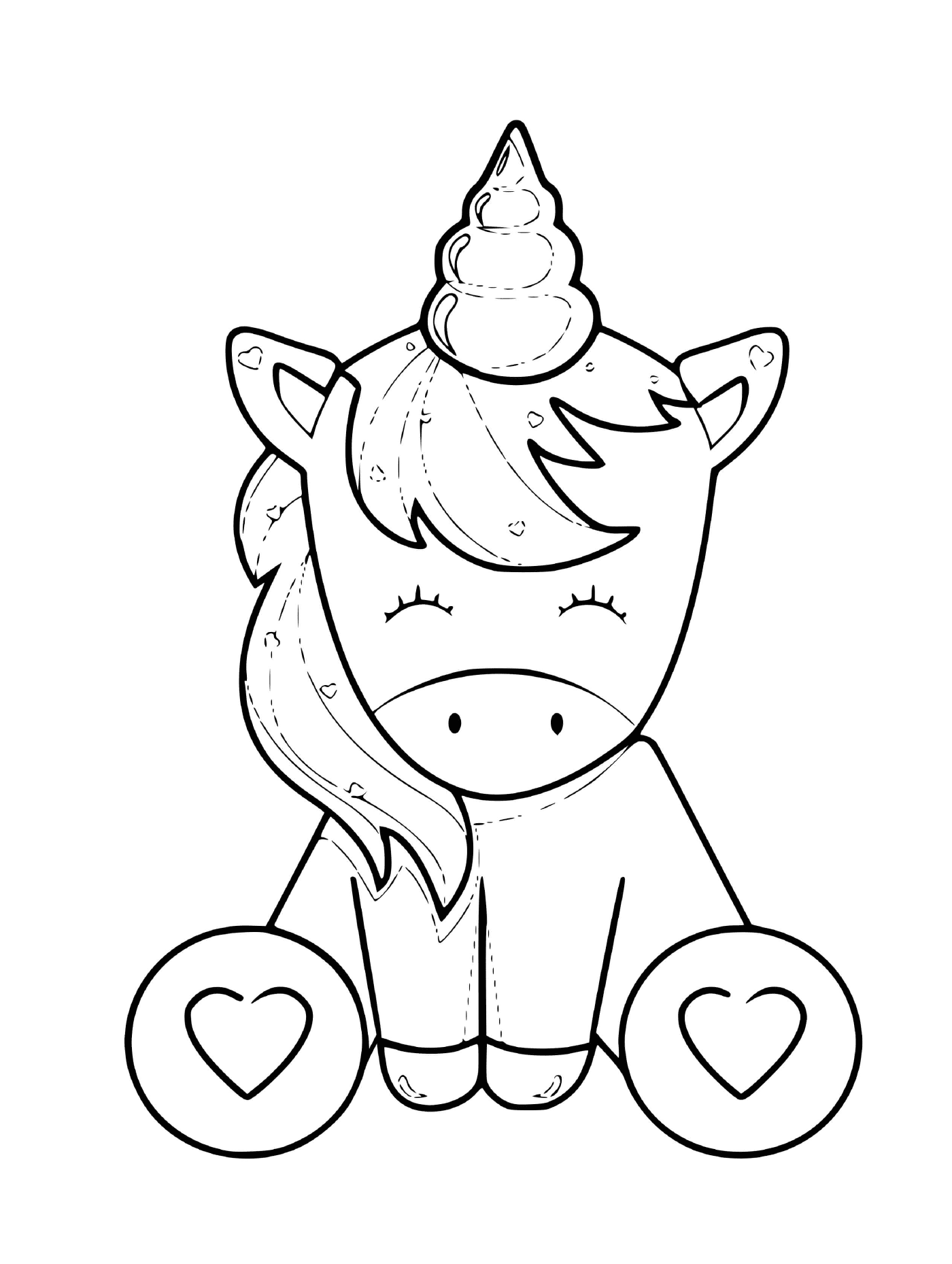  kawaii unicorn with hair and heart 