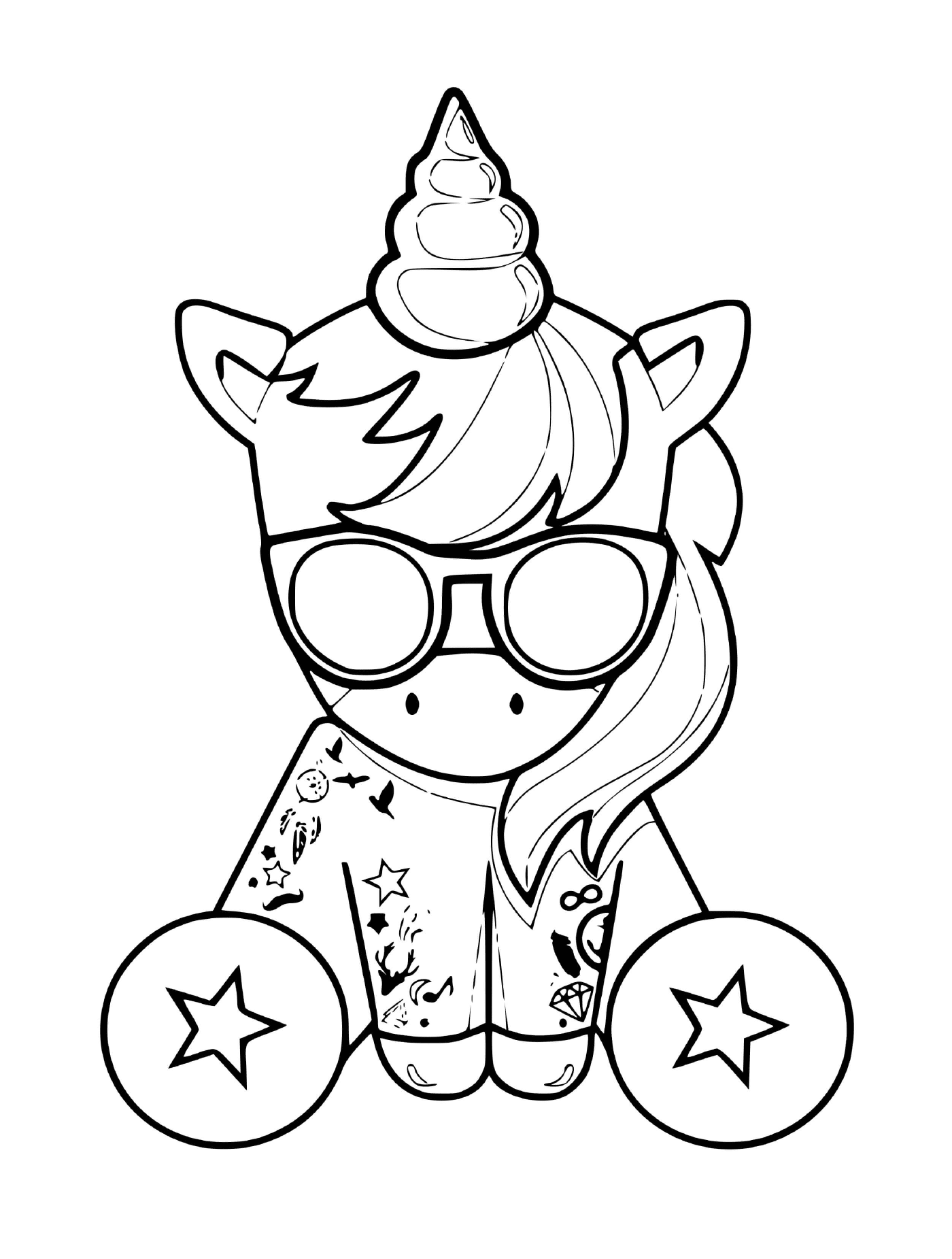  unicorn kawaii with glasses and tattoos 