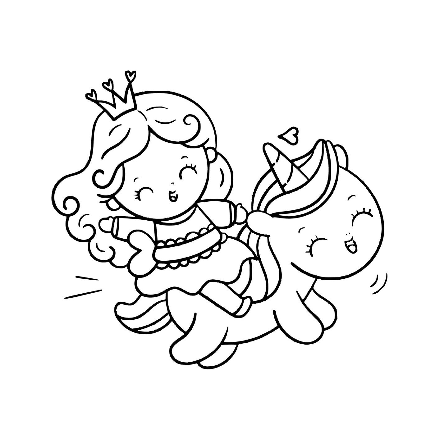  Princess unicorn kawaii with hearts 
