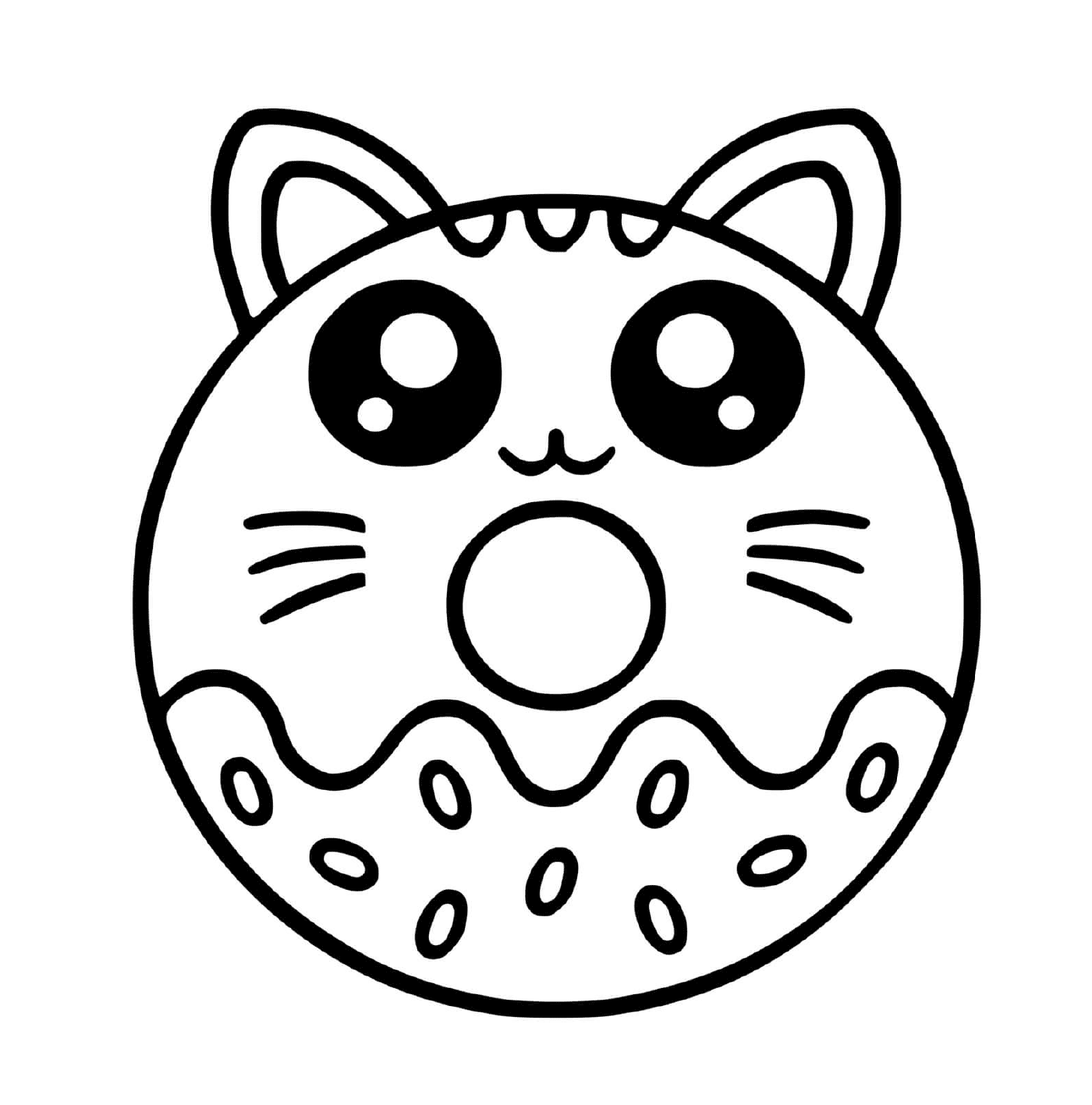  Donut-chat kawaii, cute gourmand 