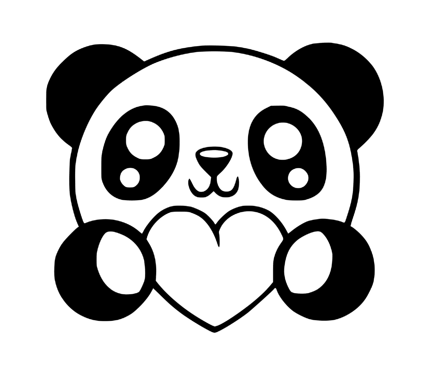  Panda corazón kawaii, amor y dulzura 