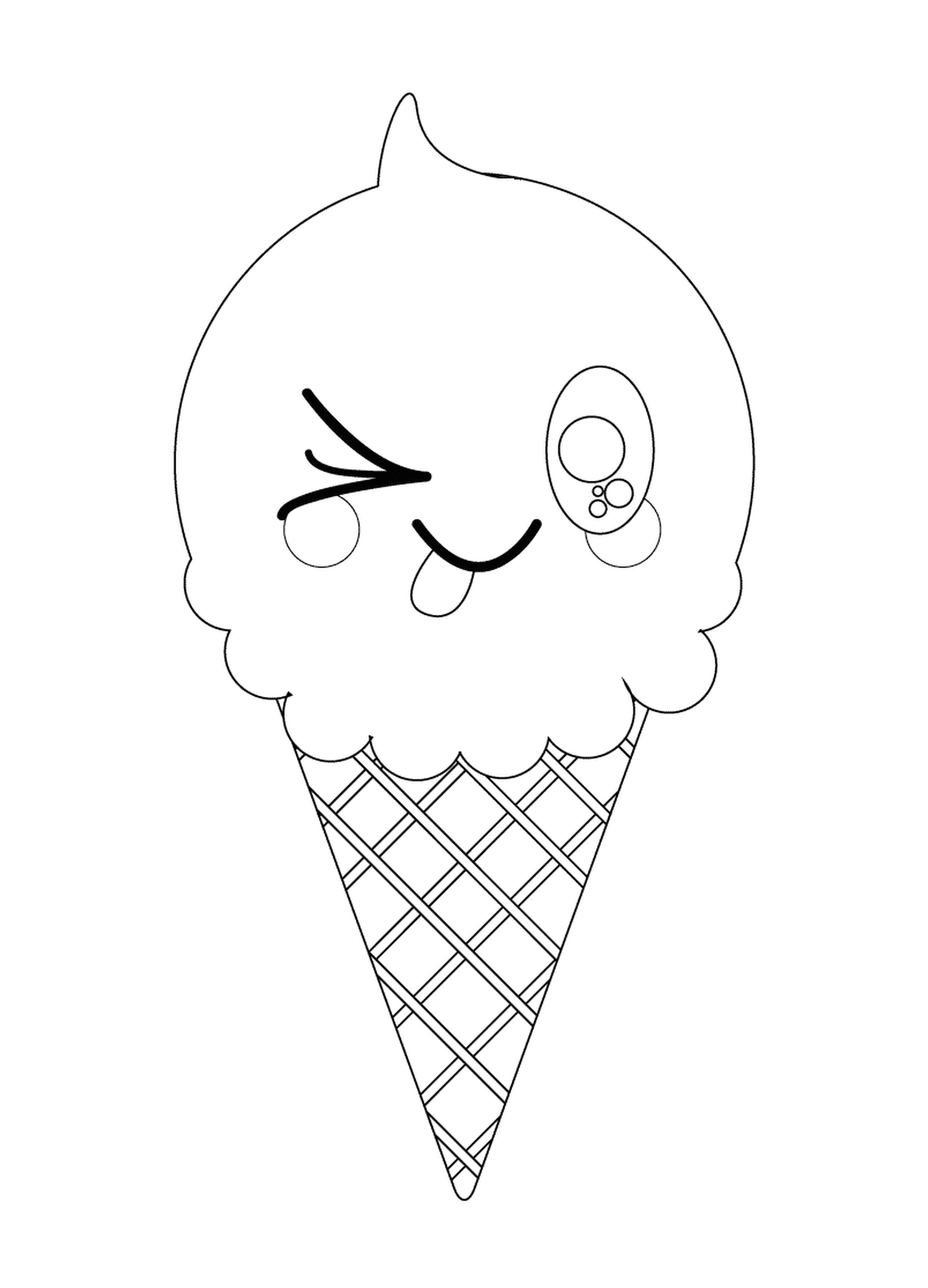  Милый улыбающийся мороженый конус 