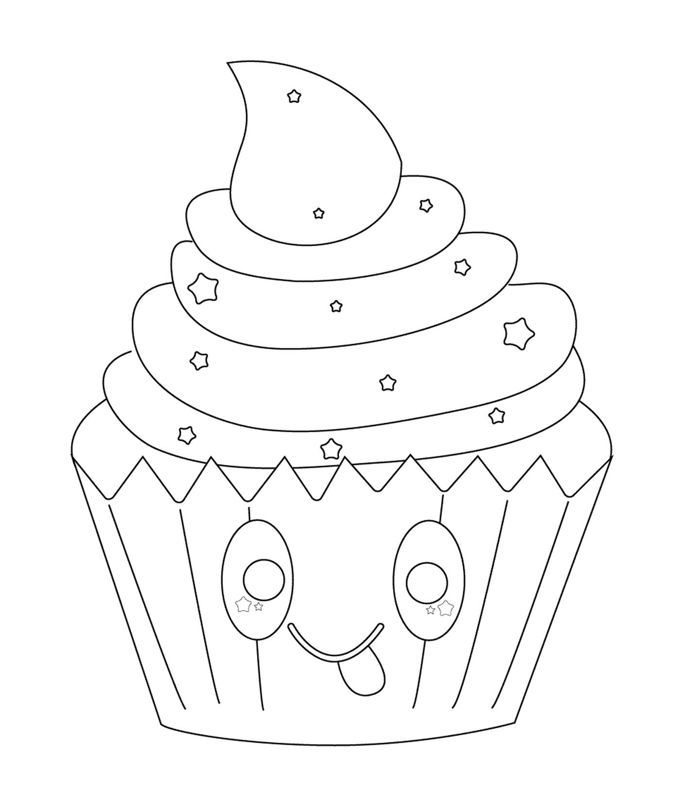  Cupcake kawaii con estrellas 