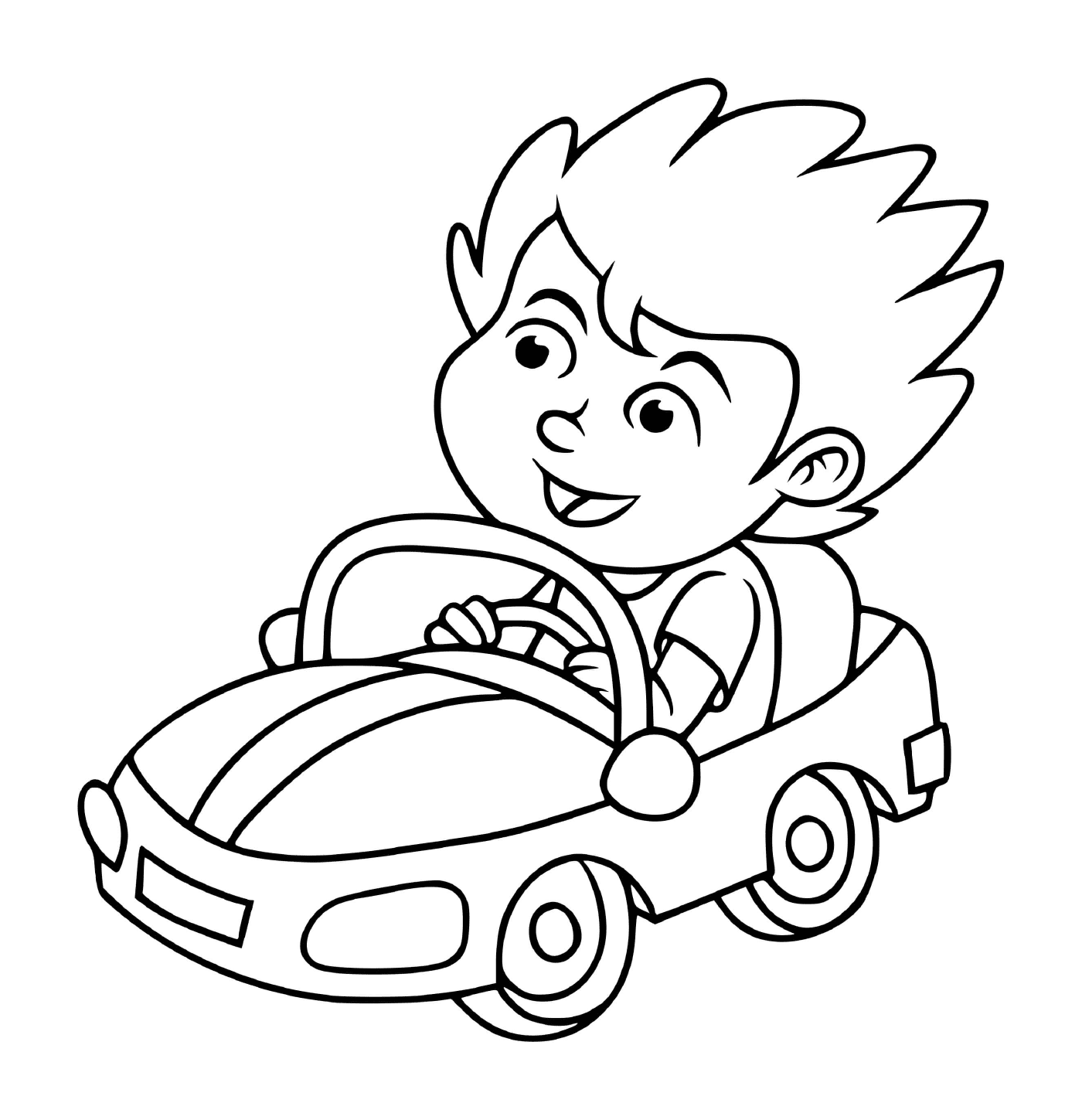  Ein Kind fährt ein Auto mit Versicherung 