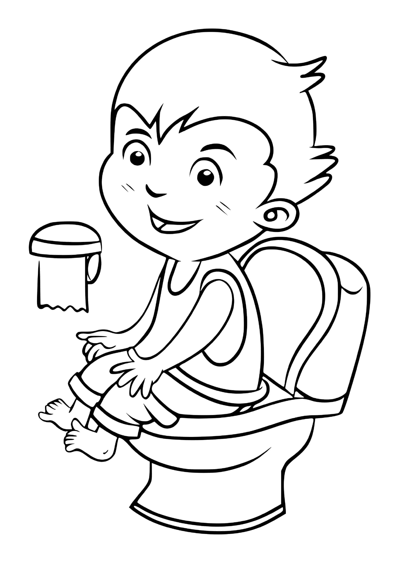  Un niño va al baño para mantenerse limpio 