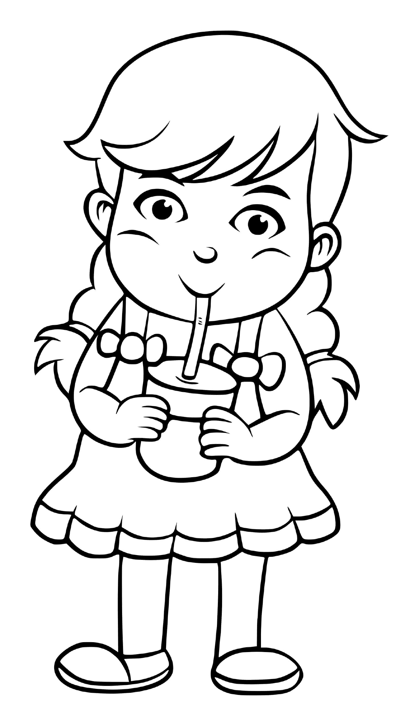  Девочка пьет воду, чтобы оставаться в воде и приличной 