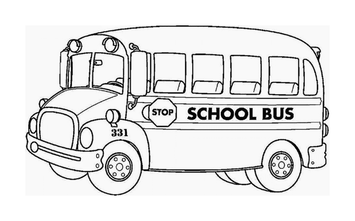  Черно-белый школьный автобус для детей 