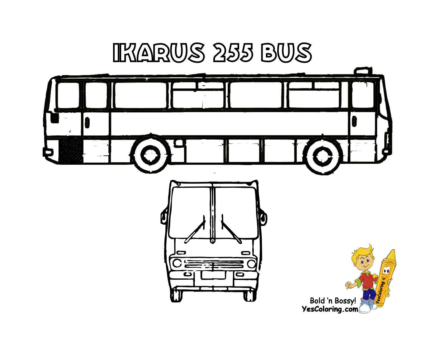  Un autobús y un coche están situados lado a lado 
