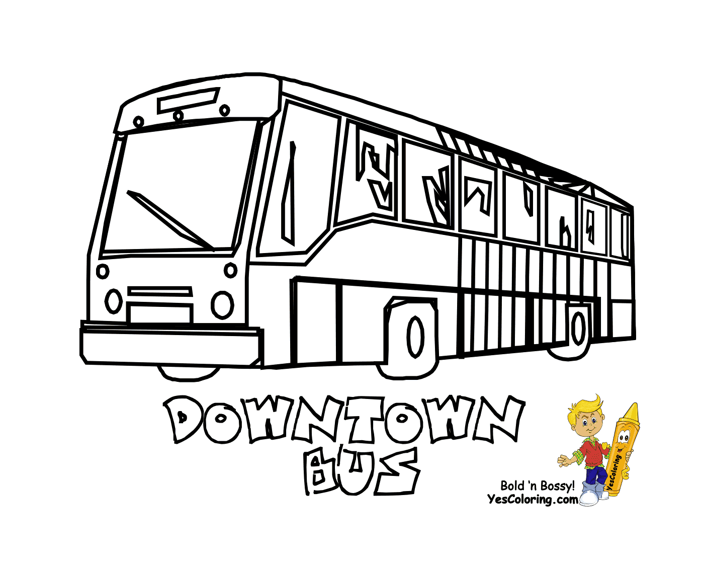  Un autobus urbano corre proprio nel centro della città 