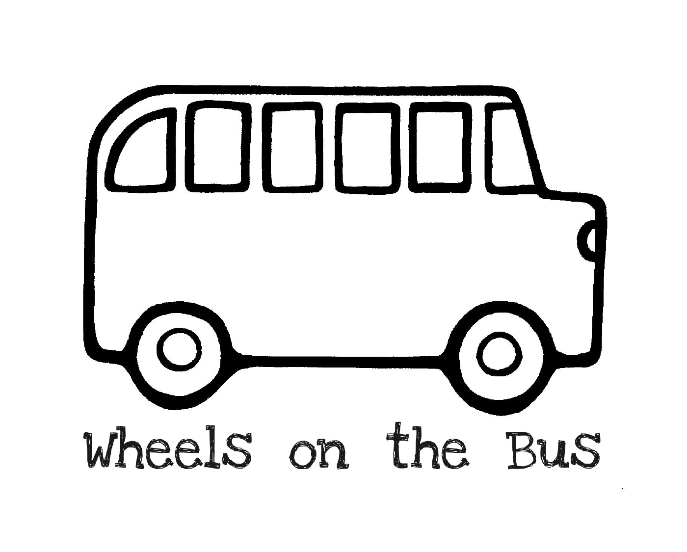  Un autobus con le parole Le ruote del bus 