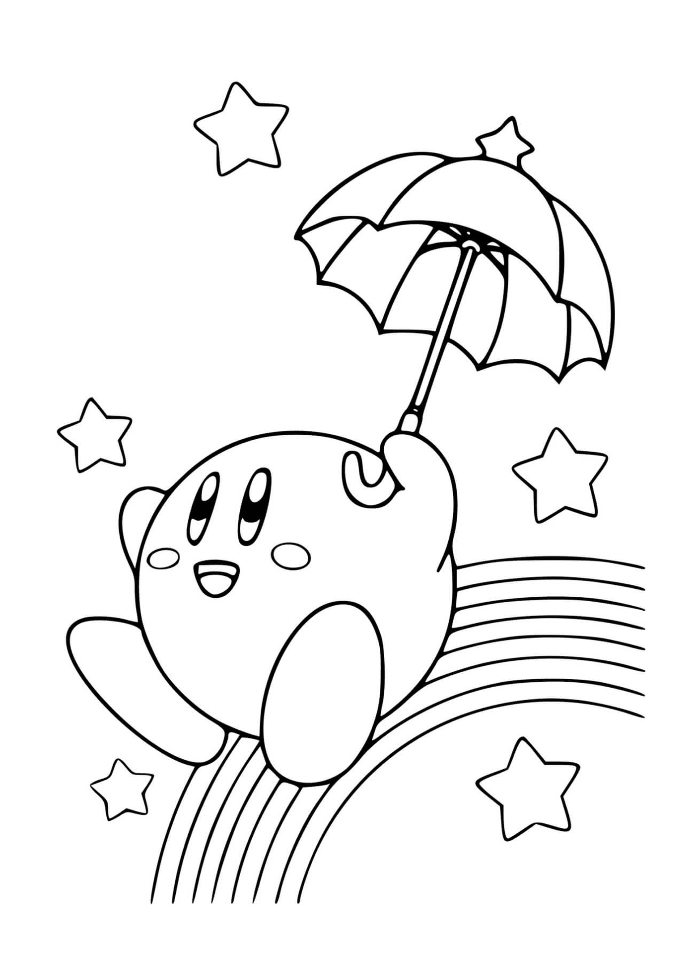  Кирби с радужным зонтиком 